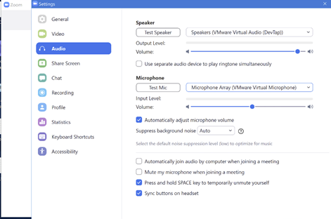 vmware workstation mac audio input